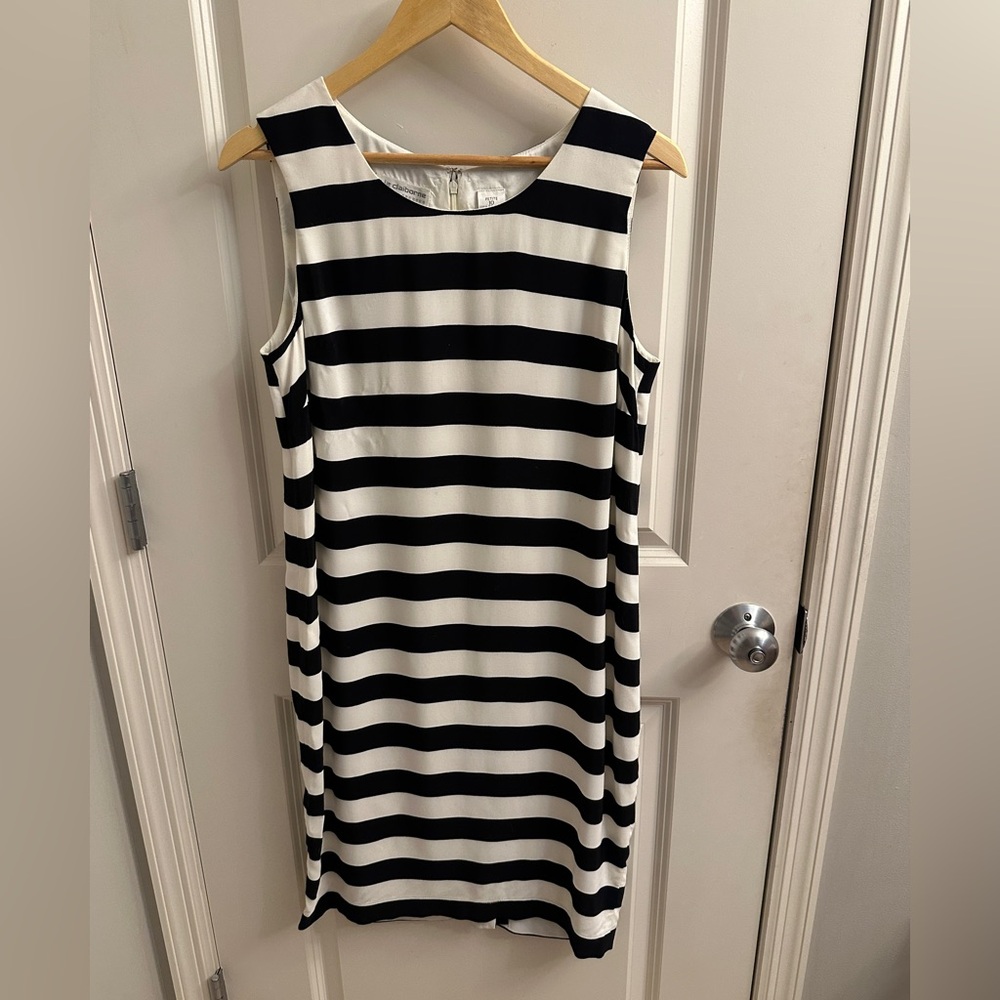 Vintage Liz Claiborne Petite Dresses Black and White Striped Midi Dress